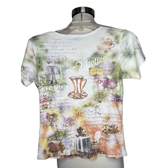 Cactus small jersey T-shirt round neck short sleeve coffee theme sequins bling - Picture 4 of 5